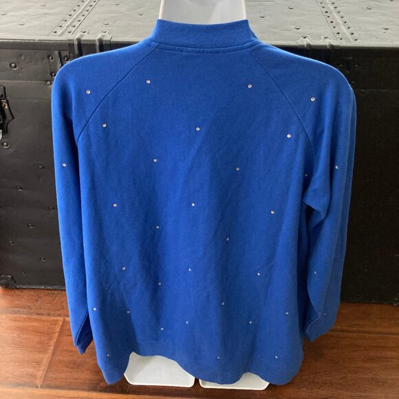 Quacker Factory Royal Blue Rhinestones Zip Jacket Small - Picture 5 of 8